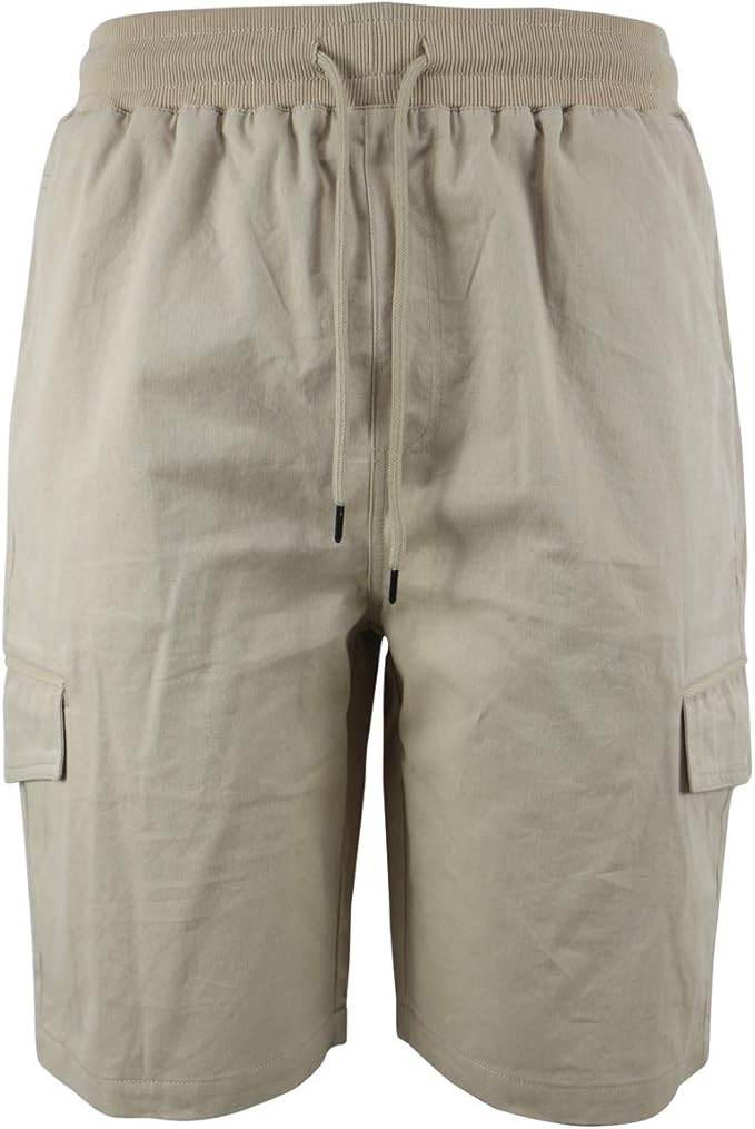 mens elastic khaki shorts