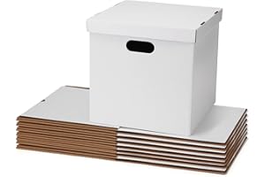 SCHLIERSEE 13.4x13x13 Moving Box Set of 7, Reinforced Handles with Removable Lid, Corrugated Boxes for Packaging, Moving, Carrying, Record Storage