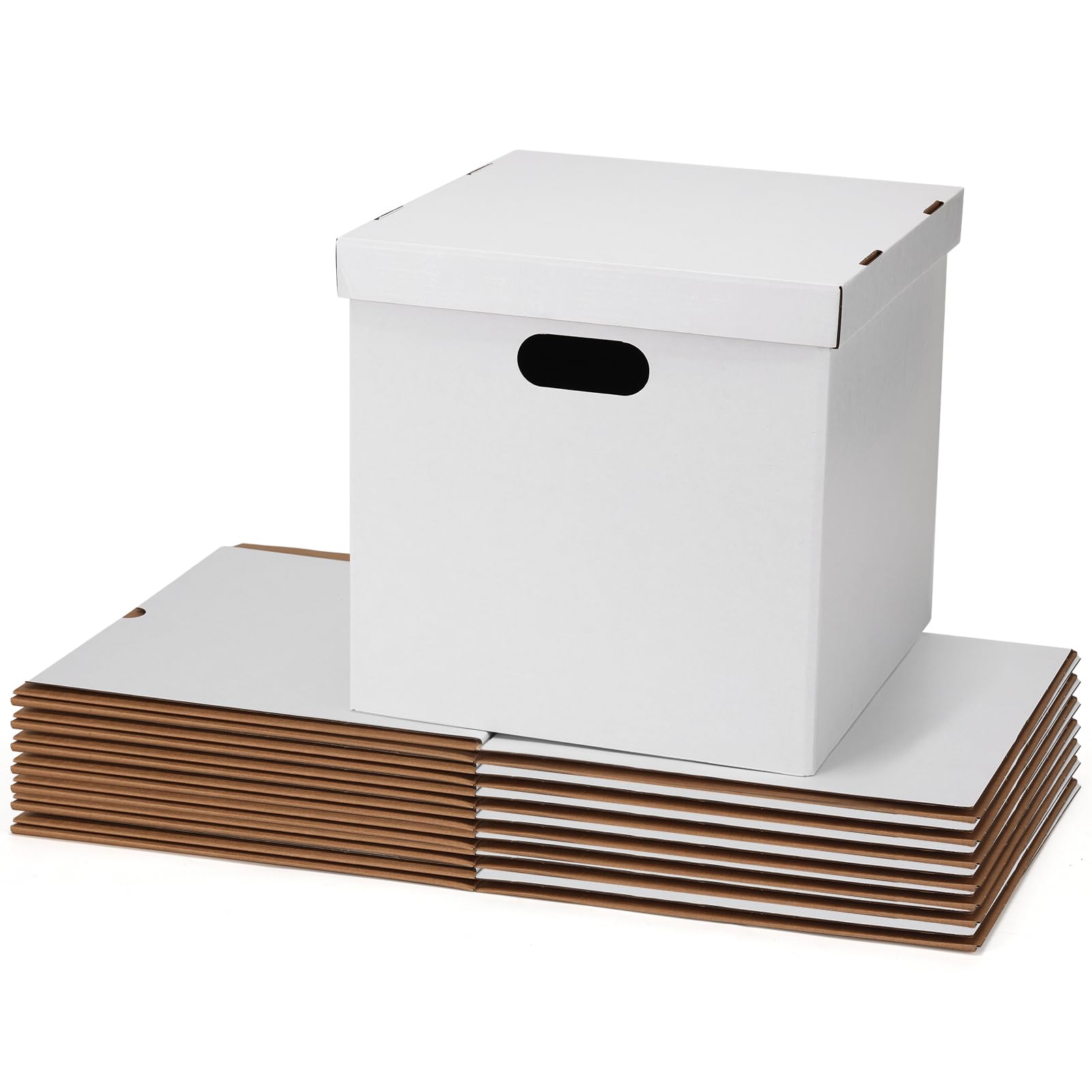 Photo 1 of 13.4x13x13 Moving Box Set of 7, Reinforced Handles with Removable Lid, Corrugated Boxes for Packaging, Moving, Carrying, Storage