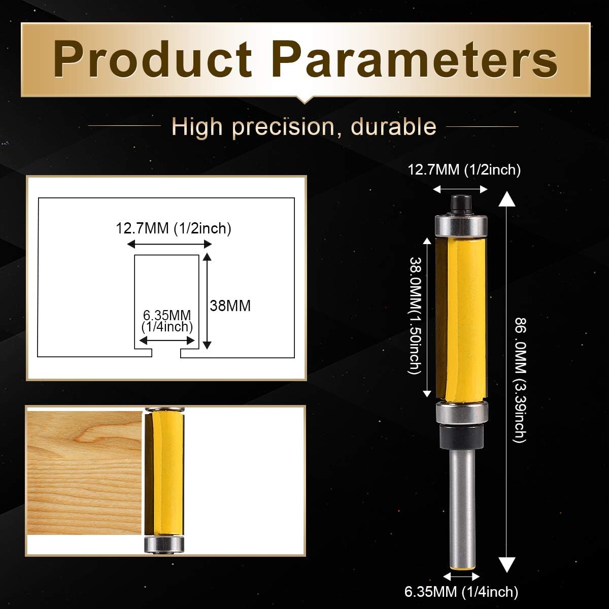 KATUR Top and Bottom Bearing Flush Trim Router Bits - Image 3