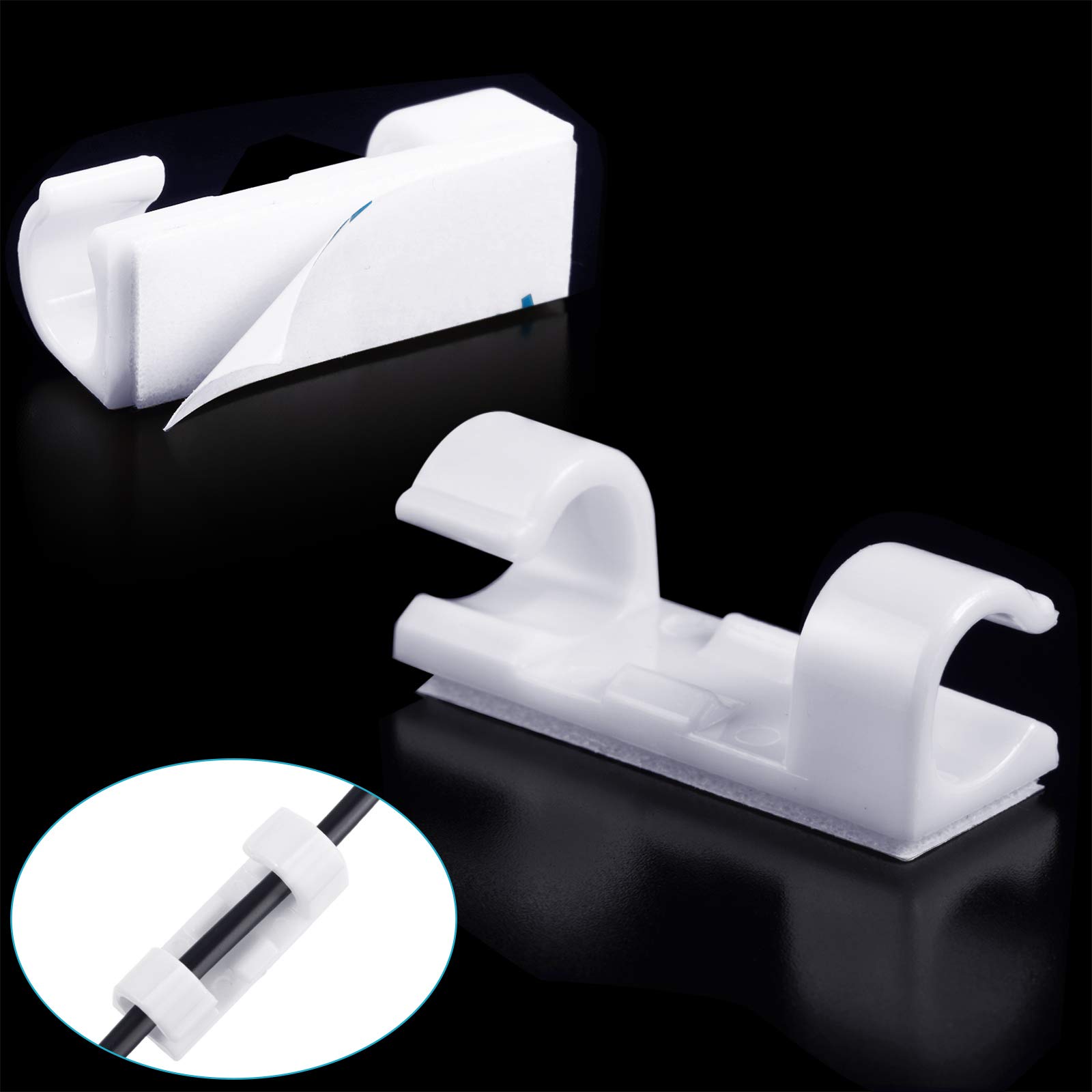 Blulu 100 Pieces Mini Christmas Light Clips, Outdoor Cable Clips, Christmas Light Hooks, Decoration Adhesive Patio Light Clips Self Adhesive Hooks for Christmas and Fairy Light(White)