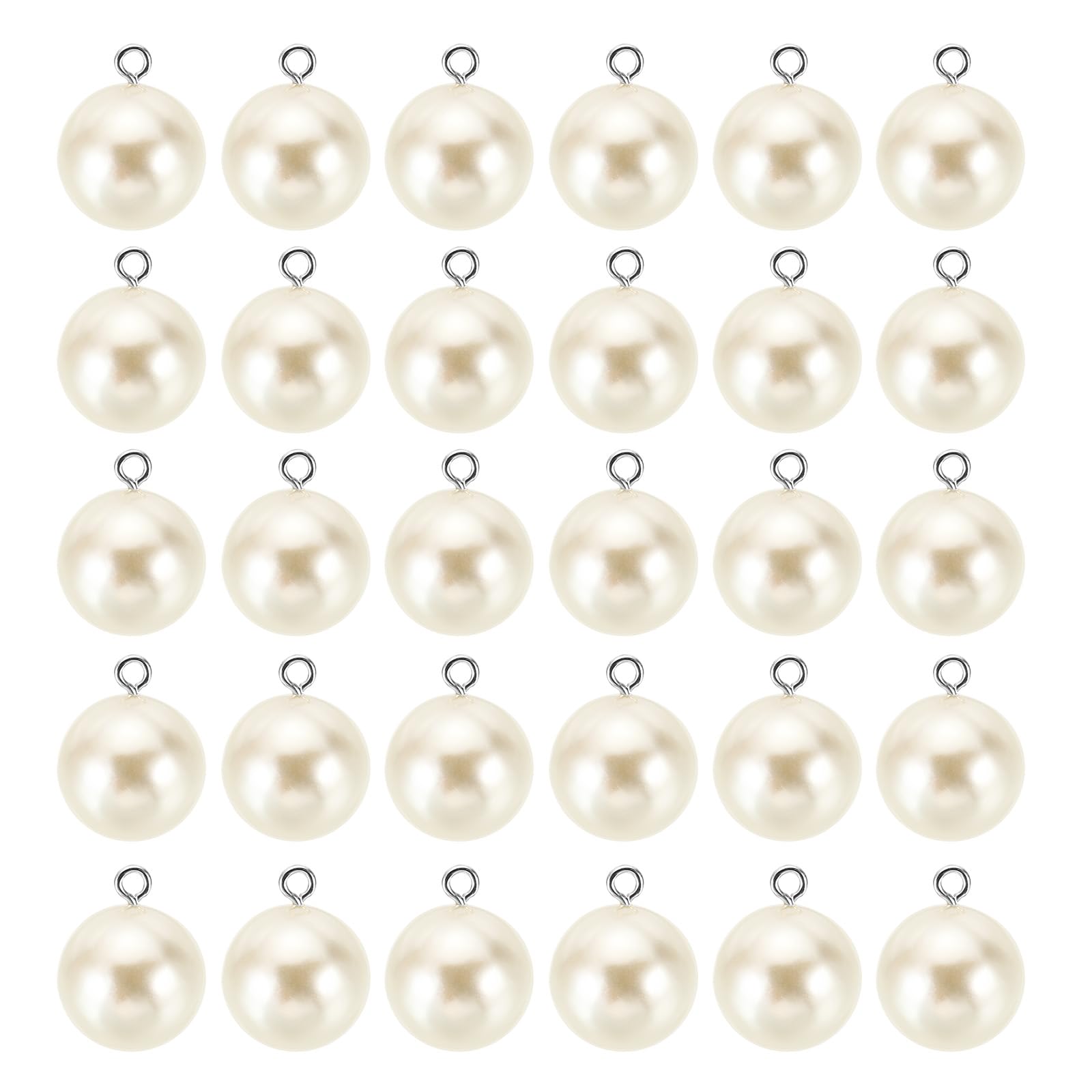PATIKIL 16mm Pearl Charm, 100pcs Pearl Beads Faux Pearl Pendant Charm Beautiful DIY for Making s Wedding Crafts, Silvery Beige
