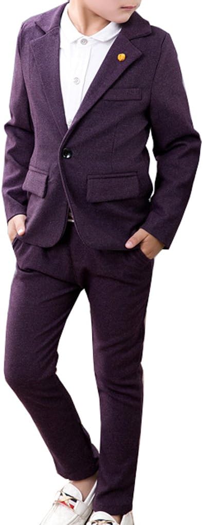 YUFAN Boys Blue Purple 2 Colors Suit Set 2 Pieces Blazer and Pants Set Quality