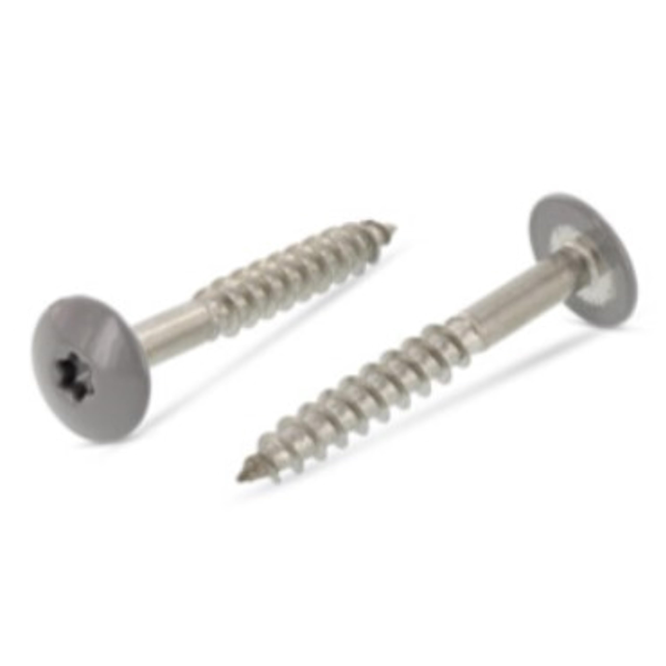 Idt Trade Trespo Wood Screws 4.8 x 60 mm Pack of 25 Stainless Steel A2 / V2A - Round-Headed Wood Screws with Hexalobular Socket - Rustproof - Powder Coated RAL 7037 Dust Grey — image 1