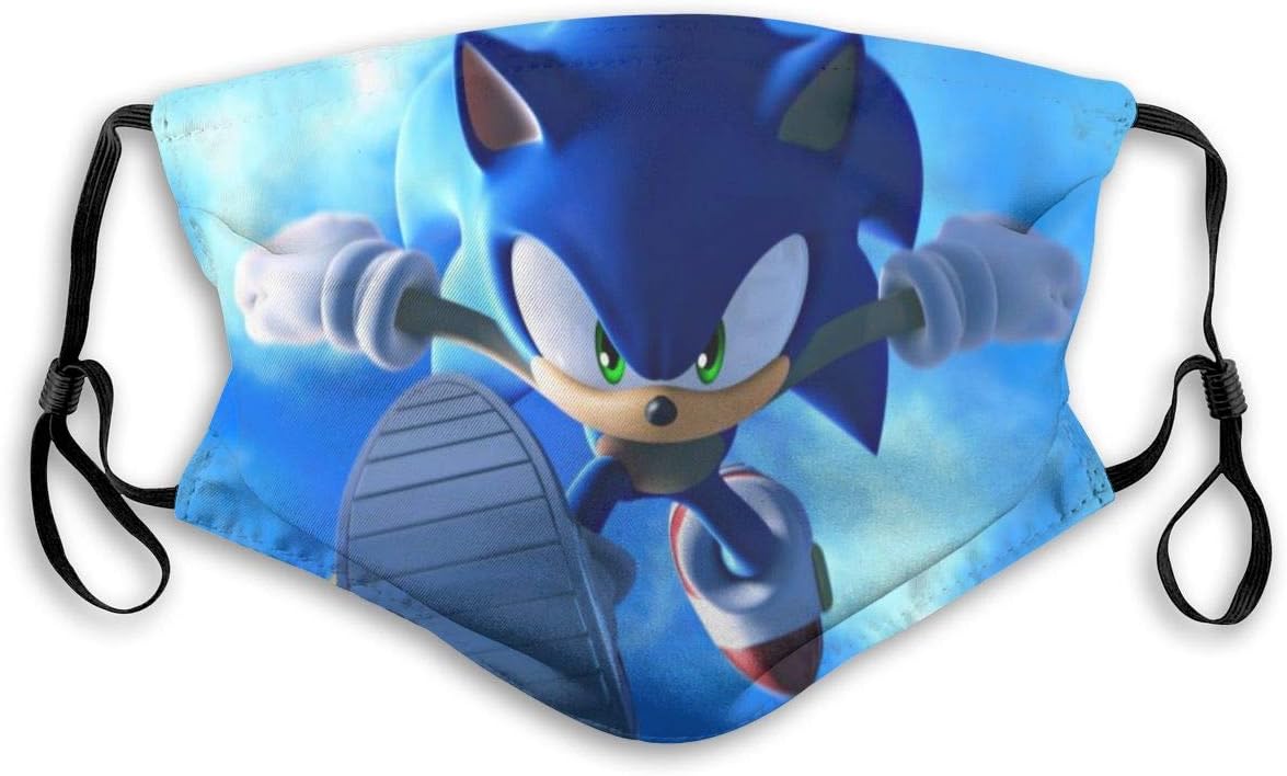 PAUFOGA Cool Mouth Mask with Replaceable Filters Activated Carbon Mask for Airplane Fishing, Motorcycle Washable Reusable Fog Haze Proof Air Filter Mask, Sonic The Hedgehog Blue Sky Movie Poster