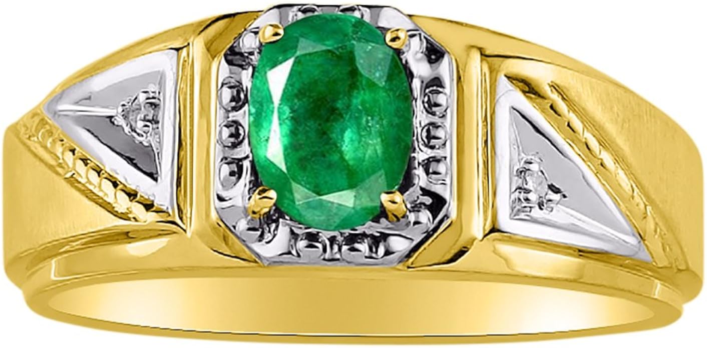 Mens Diamond Emerald Ring Set In 14k Yellow Gold Or 14k White Gold Amazon Com