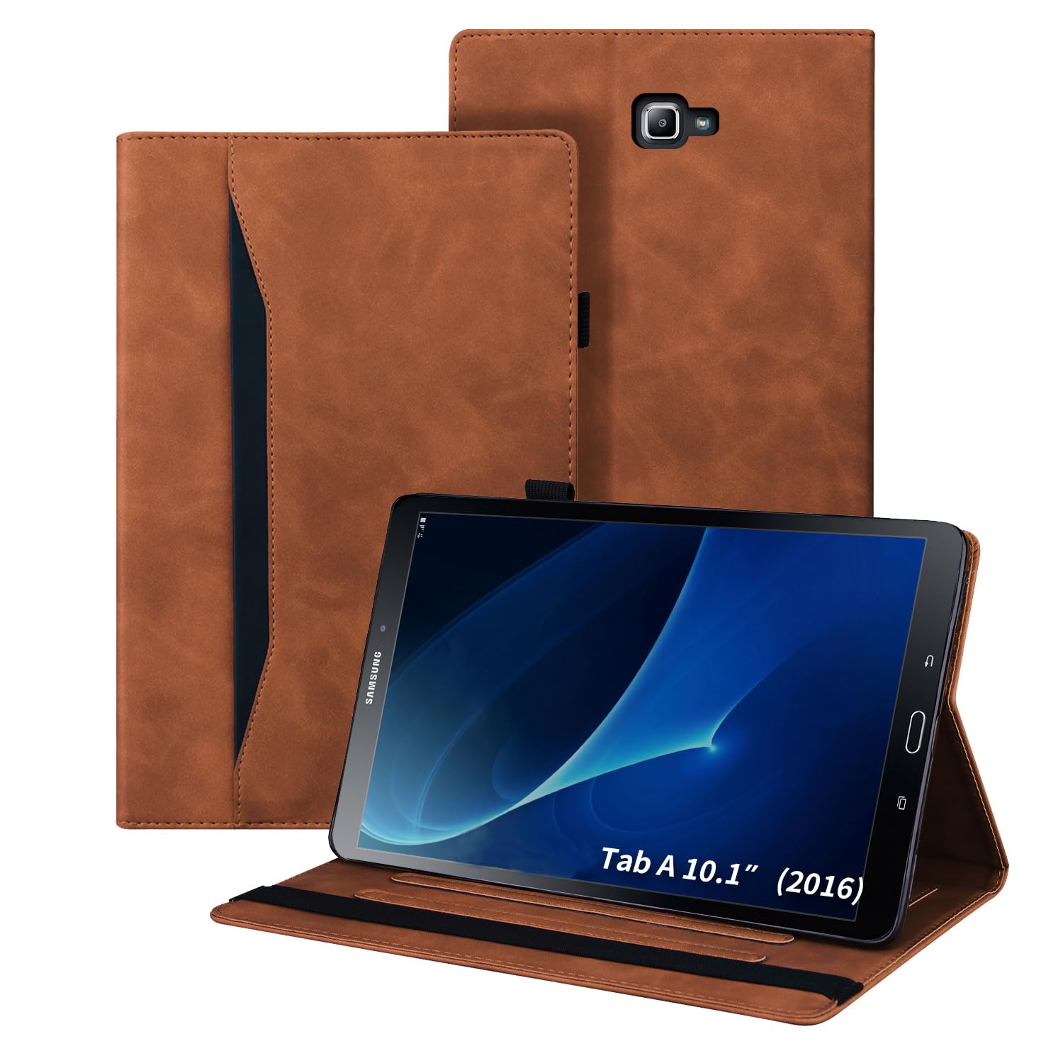 Auslbin Case for Galaxy Tab A6 10.1,[Premium PU Leather][Auto Wake/Sleep][Pen Holder][Multi Angle Kickstand],Cover for Samsung Galaxy Tab A6 10.1 Inch 2016 SM-T580/SM-T585 - Brown