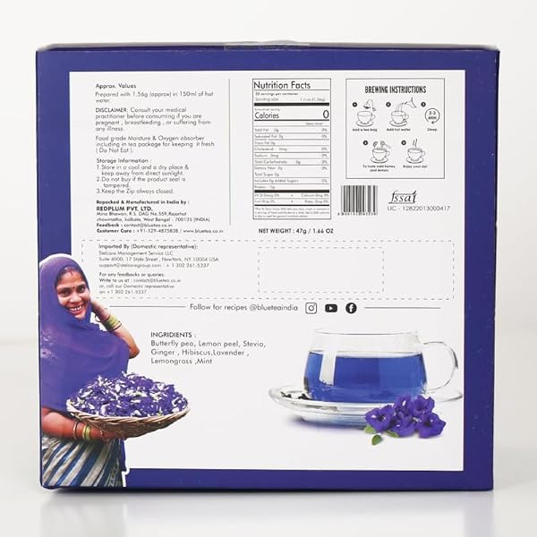 BLUE TEA – BUTTERFLY PEA FLOWER TEA GIFT SET (6 FLAVORS, 30 COUNT – PLANT BASED) | FLORAL FLAVOR | CAFFEINE FREE – NON-BITTER – HERBAL TEA – VARIETY PACK – FLOWER BASED | GIFTS FOR HIM AND HER