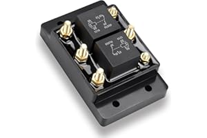 Ambuker 12V 80A Waterproof Forward and Reverse Relay Module with 6 Brass Terminals Circuit Protector for Tarp Winch Motor Snow Plow Lift Replacement OEM 5541100 ATP0110 Polarity Relay Module