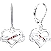 JO WISDOM Women Heart Infinity Earrings,925 Sterling Silver Leverback Dangle & Drop Earrings with 3A Cubic Zirconia with White Gold Plated