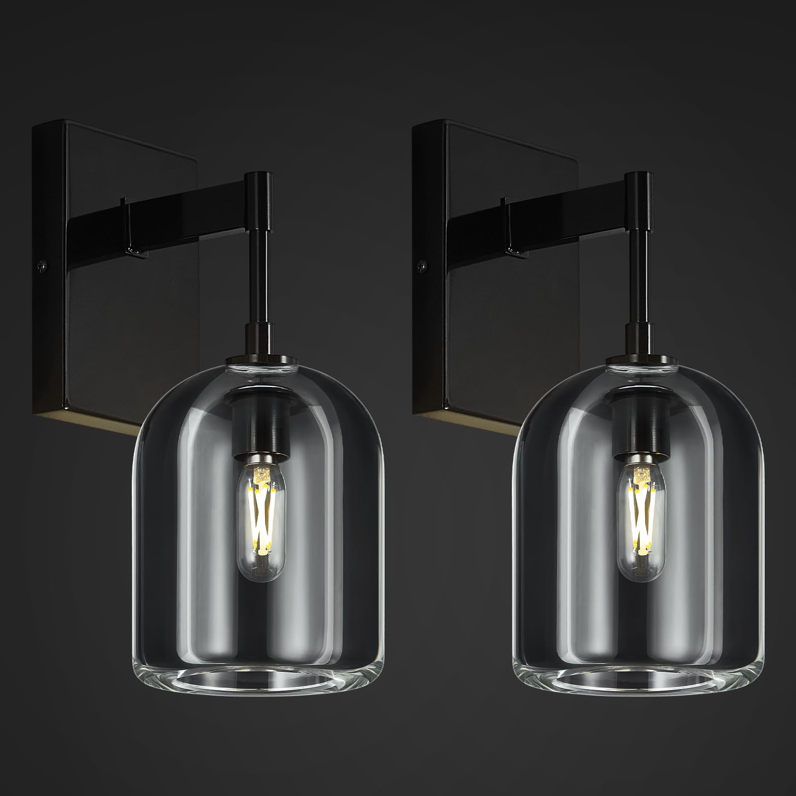 Photo 1 of LBSQJ Modern Crystal Wall Sconces Set of Two Indoor Black Wall Lamp Vanity Wall Lighting for Bathroom Bedroom Living Room Stair