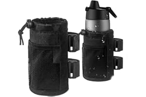 LNtech Cup Holder for Bike,Scooter and Wheelchair,Water Bottle Holder for Walker,Golf Cart and Beach,Universal Drink Holder Accessories with Net Pocket and Cord Lock (1 Piece,Black)