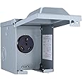 Miady 30 Amp 125 Volt RV Power Outlet Box, Enclosed Lockable Weatherproof Outdoor Electrical NEMA TT-30R Receptacle Panel, for RV Camper Travel Trailer Motorhome Electric Car Generator