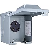 Miady 30 Amp 125 Volt RV Power Outlet Box, Enclosed Lockable Weatherproof Outdoor Electrical NEMA TT-30R Receptacle Panel, Fo