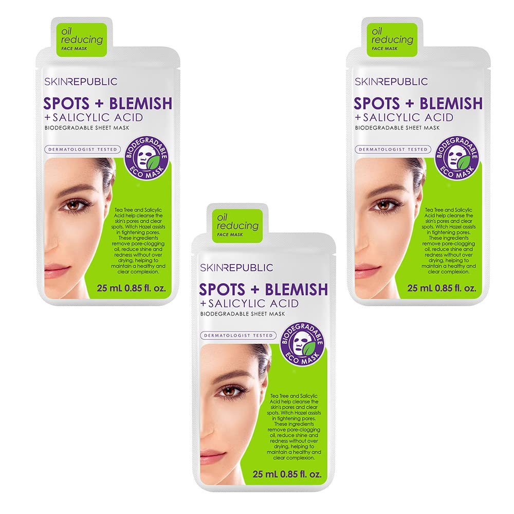 Skin Republic Spots and Blemish Face Mask, For a More Even Complexion, Helps Brighten Dark Spots, 25ml TRIO