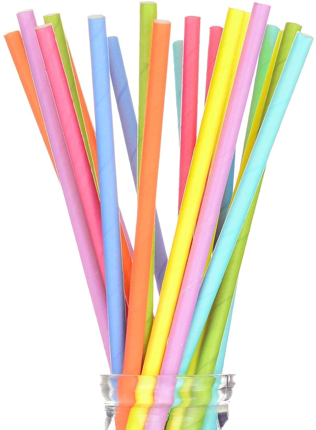 Virsus 250 Paper Straws 20/7 Biodegradable Compostable Colours ASSORTED Cocktails, Cold and Hot Drinks Eco Friendly