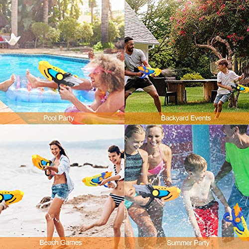 Electric Water Gun Squirt Guns Fully Automatic Water Blaster with Led Light High Capacity Long Range Waterproof Battery Cover for Kids Adult for Pool Party Outdoor Beach Water Fighting (Black)