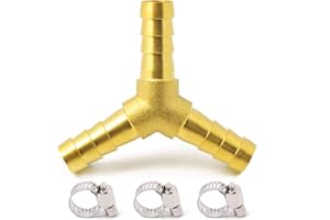 Metaland Brass 3/8" Hose Barb 3 Way Wye Y Shape Barbed Splitter Fitting Splicer for Water Fuel Air