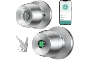 Fingerprint Door Lock，Fingerprint and Keypad Input Smart Door knob, App Controlled Biometric Door Lock, Keyless Entry, Bedroo