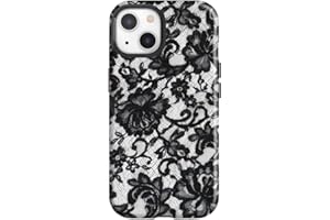 Ehreus Black Lace Phone Case for iPhone 13 – Shockproof Scratch Resistant Hybrid 2-Layer Hard Shell, Cute Aesthetic Black Ros