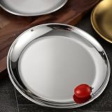 DOITOOL Metal Serving Tray Pizza Baking Round Stainless Steel Dish BBQ Oven view 5