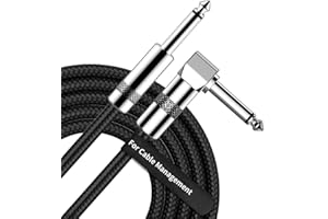 F FEYCH Guitar Cable 10FT Right Angle 1/4 Inch TS to Straight 1/4 Inch TS Electric Guitar and Bass Audio Cord Professional Instrument Cable for Electric Guitar, Bass, Keyboard, Amplifier, Pro Audio