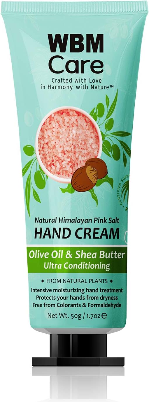 WBM LLC 8231B Natural Himalayan Pink Salt Olive Oil & Shea Butter, 50 g, Organic Hand Cream