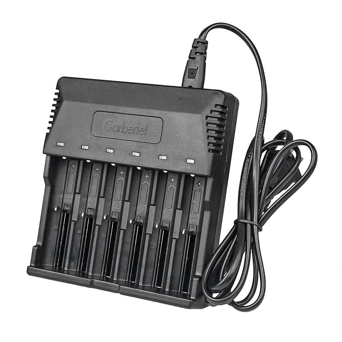 18650 Battery Charger 6 Slot Universal Smart Charger Intelligent LED Display for Rechargeable Li-ion 18500 18350 17670 14500 16340 14650 3.7V, Ni-MH AA AAA 1.2V Batteries
