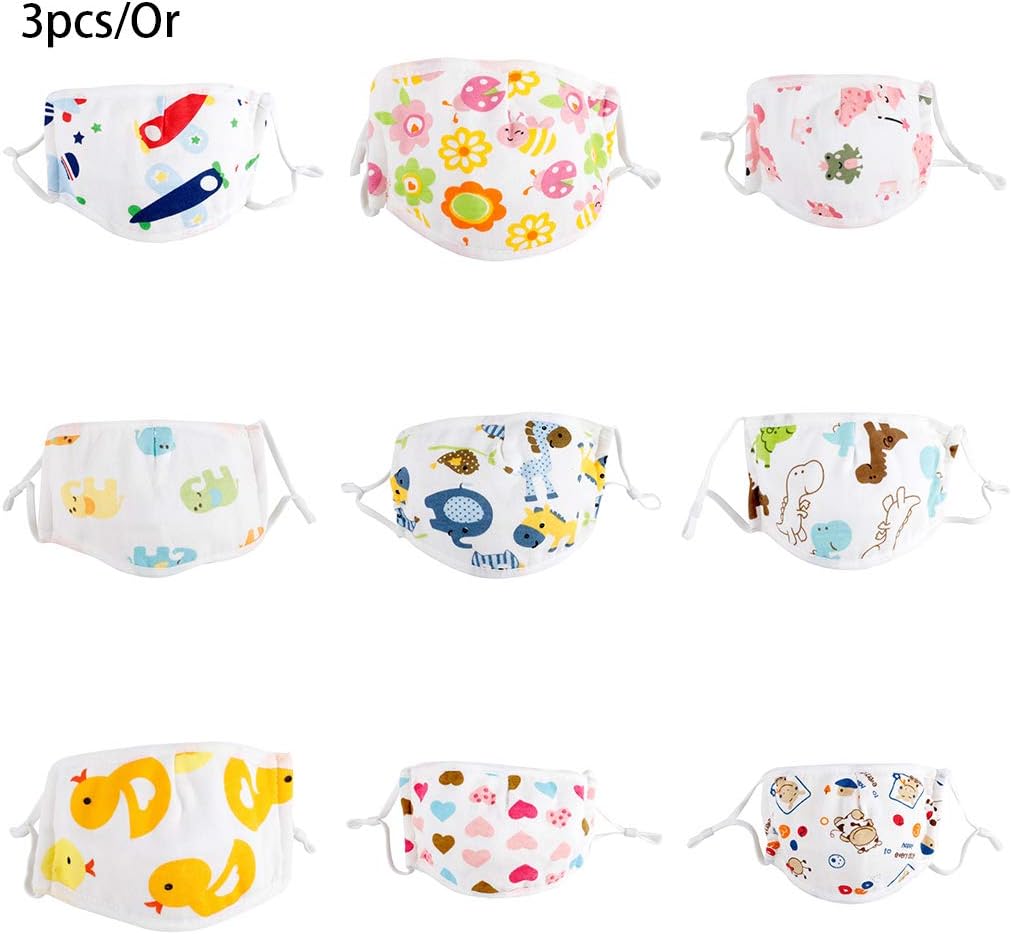 Ncbvixsw New 3Pcs Kids Cute Cartoon Printing, Random Color, Cotton Washable Reusable, Breathable Dustproof, Practical Personal Care Supplies
