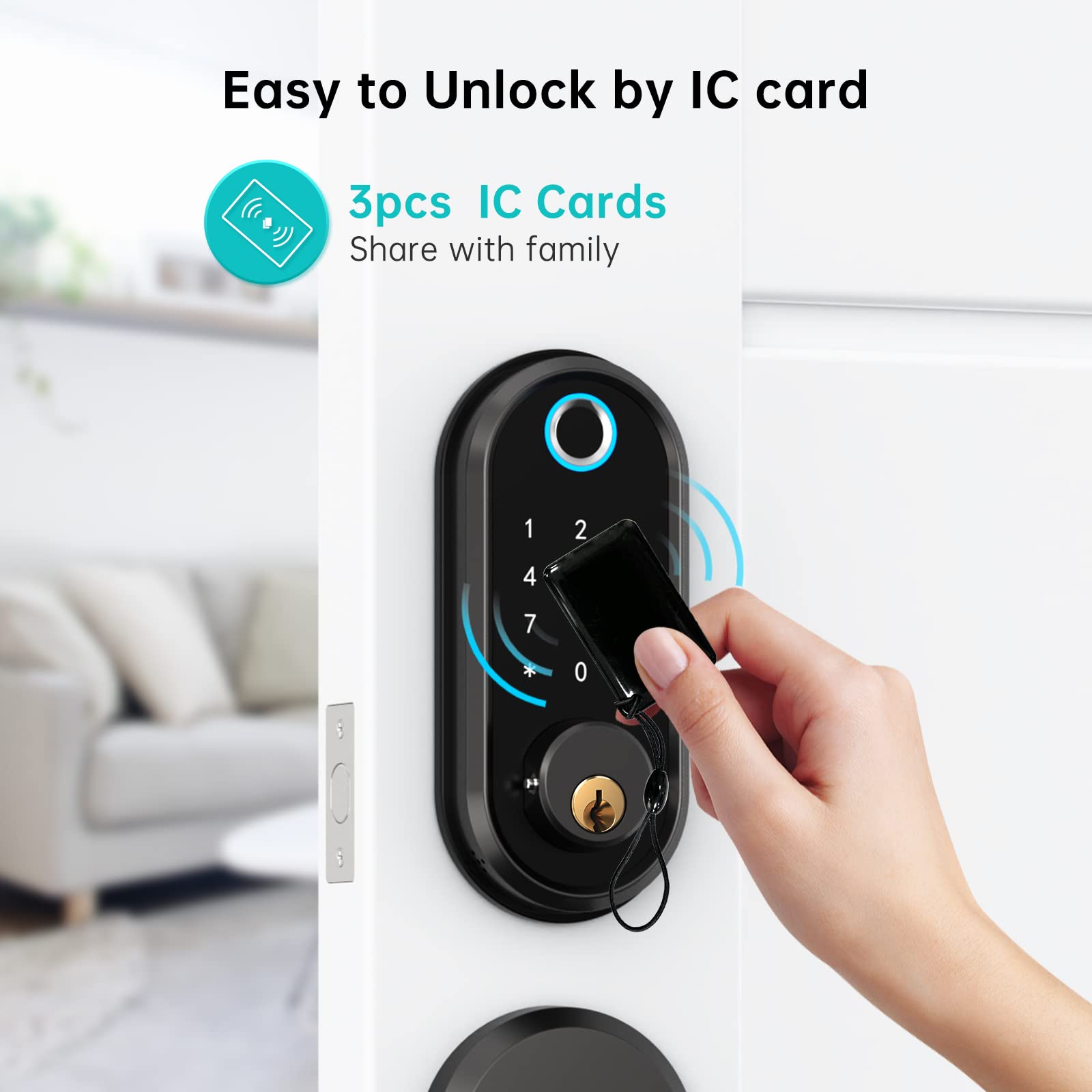 Hornbill IC Cards for Smart Door Lock, Key Fobs Works with Smart Locks, Addable IC Cards for Keyless Entry Door Lock - 3pcs