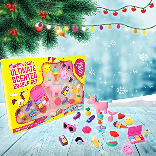 GirlZone: Unicorn Party Fruit Scented Erasers for Kids, Great Gift for Girls