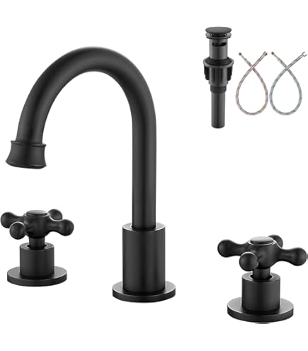 Aolemi 8 Inch 3 Holes Widespread Bathroom Sink Faucet Double Cross