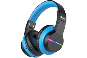 iClever BTH12 Kids Headphones Wireless with Colorful LED Lights, Kids Bluetooth5.2 Headphones, 74/85dBA Volume Limited & 85H 