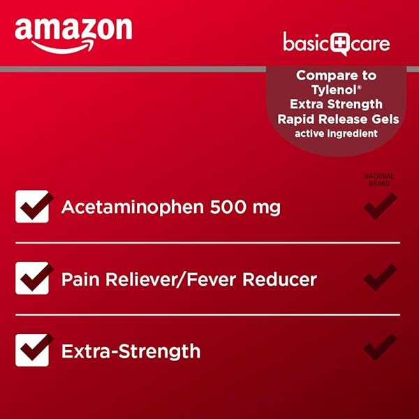 AMAZON BASIC CARE RAPID RELEASE ACETAMINOPHEN CAPLETS 500 MG, EXTRA STRENGTH PAIN RELIEVER AND FEVER REDUCER, 400 COUNT