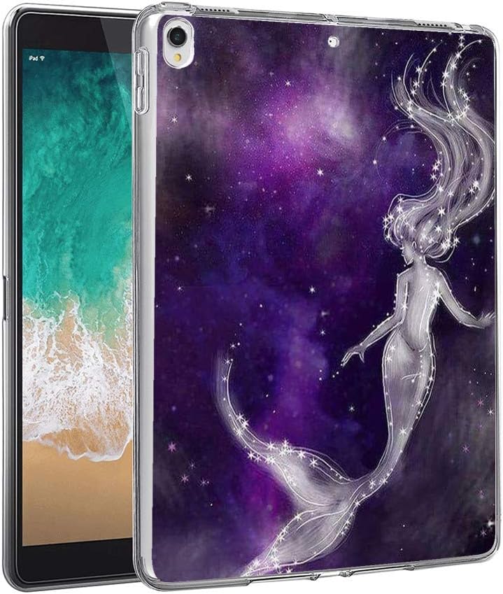 Feloowse iPad Pro 12.9 inch 2018 Case, Personalized Design Space Galaxy Mermaid Pattern, UV Printed Flexible Protective Cover for iPad Pro 12.9 inch 2018-Clear