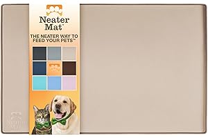 Neater Pet Brands Neater Mat Pet Mats for Food and Water, Cat & Dog Bowl Mat Waterproof Silicone, Feeding Tray, Dog Food Mats for Floors, Placemat w/Raised Edge for Under Bowls, 16” x 10”, Cappuccino