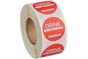JUST-BUY Tamper-Evident Security Labels, 1 x 3 inch, 250/Box (Red for Drinks)
