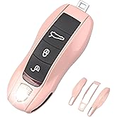 QBUC for Porsche Key Fob Cover,3-Piece Painted Key Shell Compatible with Porsche Cayenne Panamera Macan Cayman (Morandi Pink)
