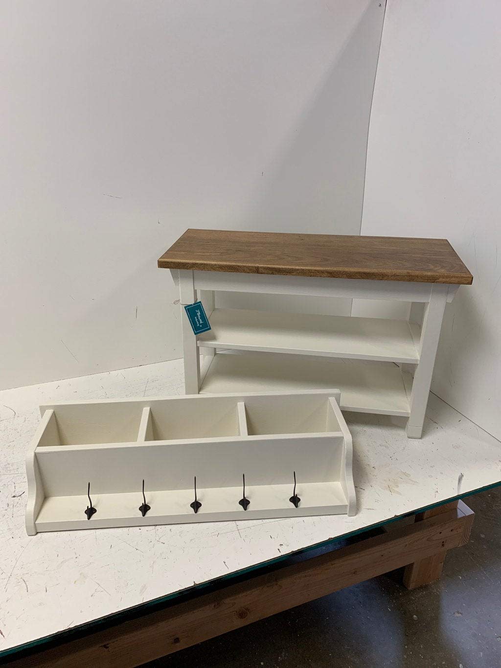 hallway shoe bench on Amazon Com Hallway Mud Room Foyer Bench 30 Inch With Second Shoe Shelf And Matching Coat Rack Cubbie Handmade