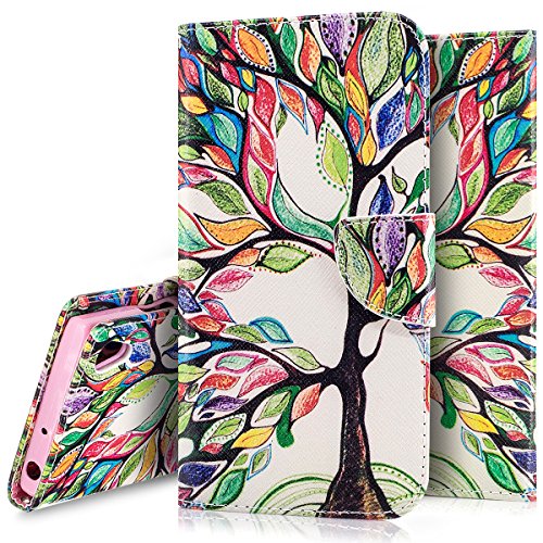 PHEZEN Sony Xperia XA1 Case,Sony Xperia XA1 Wallet Case, Pu Leather Wallet Case with Card Slots Stand Book Style Folio Flip Cover For Sony Xperia XA1 (Colorful Oil Painting Tree)