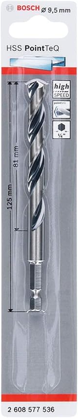 Bosch Professional PointTeQ Hex Drill Bit 9.5 mm for Metal 125 mm