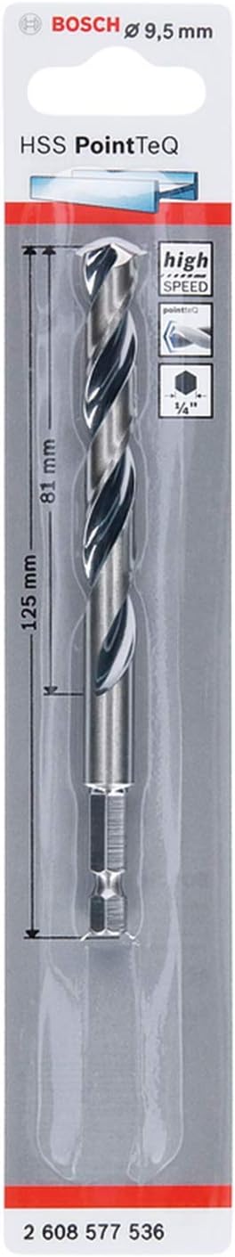 Bosch Professional PointTeQ Hex Drill Bit 9.5 mm for Metal 125 mm
