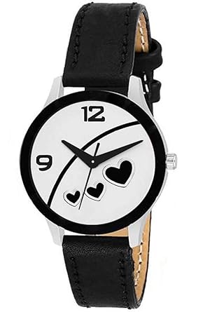 Swadesi Stuff Stylish Black Color Leather Strap Analog Luxury Fashion Watch for Women & Girls (Black Heart) Fashion...