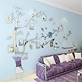 3D Tree Wall Stickers - DIY Photo Frame Tree Wall Decal Family Photo Frame Sticker Murals Wall Decor Living Room Bedroom TV Background Home Decorations (M:83 * 59in,Silver Right)