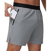 GymBrave Men's 5 inch Athletic Running Shorts with Zipper Pockets Lightweight Quick Dry Workout Gym Shorts for Men