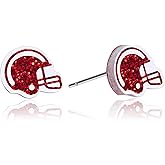 Mintolex Football Earrings for Women Glitter Acrylic Sports Earrings for Game Day Spirit Week Fall Football Mom Accessories Teacher Jewelry