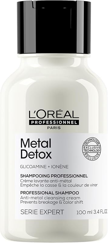 L'OREAL PROFESSIONNEL - Crème Lavante Metal Detox - Shampoing Anti-Casse & Anti-Metal - +67% de Nutrition - Empêche La Couleur de Virer - Cheveux Secs, Abîmés & Cassants - Format Voyage 100 ml