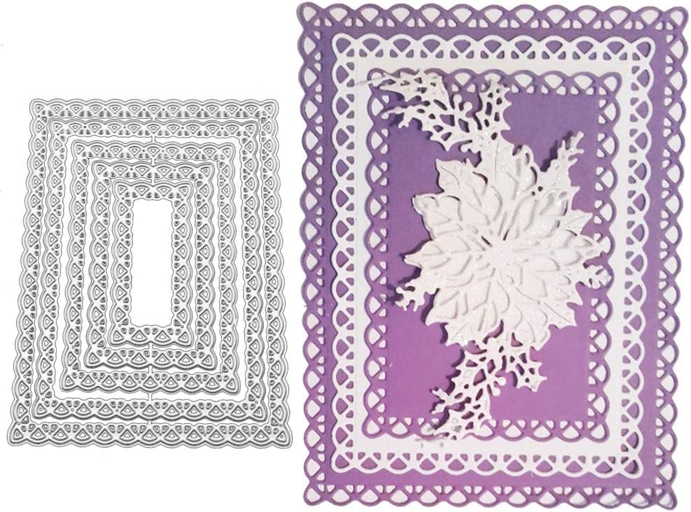 Lace Rectangle Frame Cutting Dies for Card Making，Cutting Dies Cut Stencils for DIY Scrapbooking Photo Album Decorative Embossing Paper Dies for Card Making Templated