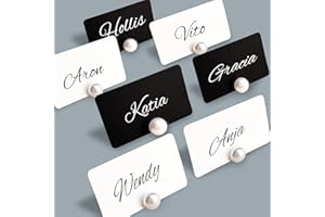 BHwra 20 Pack Decorative Pearl Place Card Holders Bulk Name Card Stands Set Photo Holders for Wedding, Table Setting, Buffet Food Labels Business Card, Name Tag (20pcs)