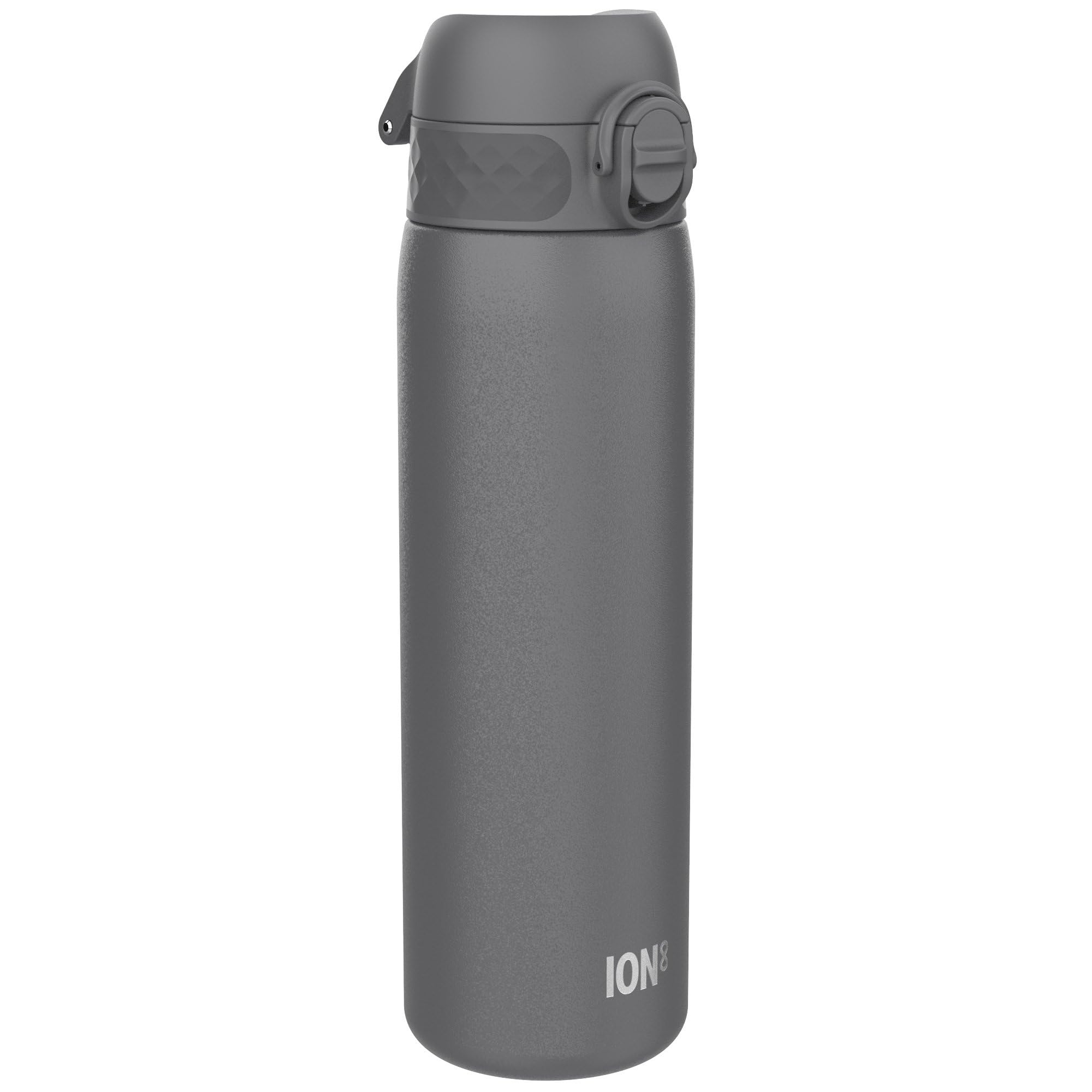 Ion8 Lightweight Steel Water Bottle, 600 ml/20 oz, Non-Insulated, Leak Proof, Easy to Open, Secure Lock, Dishwasher Safe, Flip Cover, Fits Cup Holders, Carry Handle, Metal Water Bottle, Grey — image 1